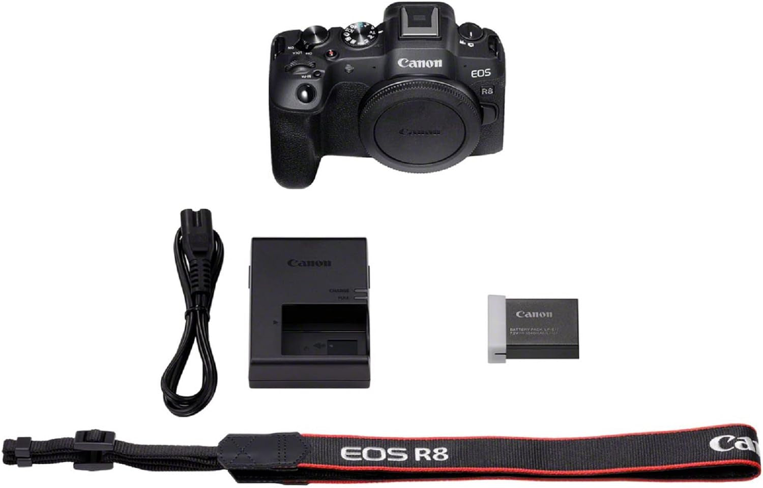 EOS R8 Appareil Photo (Hybride Plein Format 24M Pixels, 40Im/Sec, CMOS AF Dual Pixel, Vidéo 4K 60P, Wifi) Sans Objectif, Noir