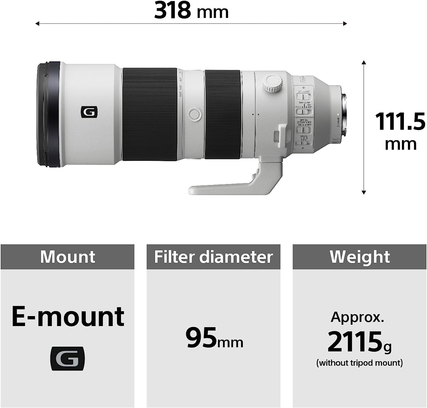 SEL-200600G Objectif G 200-600 Mm F5.6-6.3 Pour  Alpha 7, Alpha 9, Alpha 6400, Alpha 6500, Alpha 5100