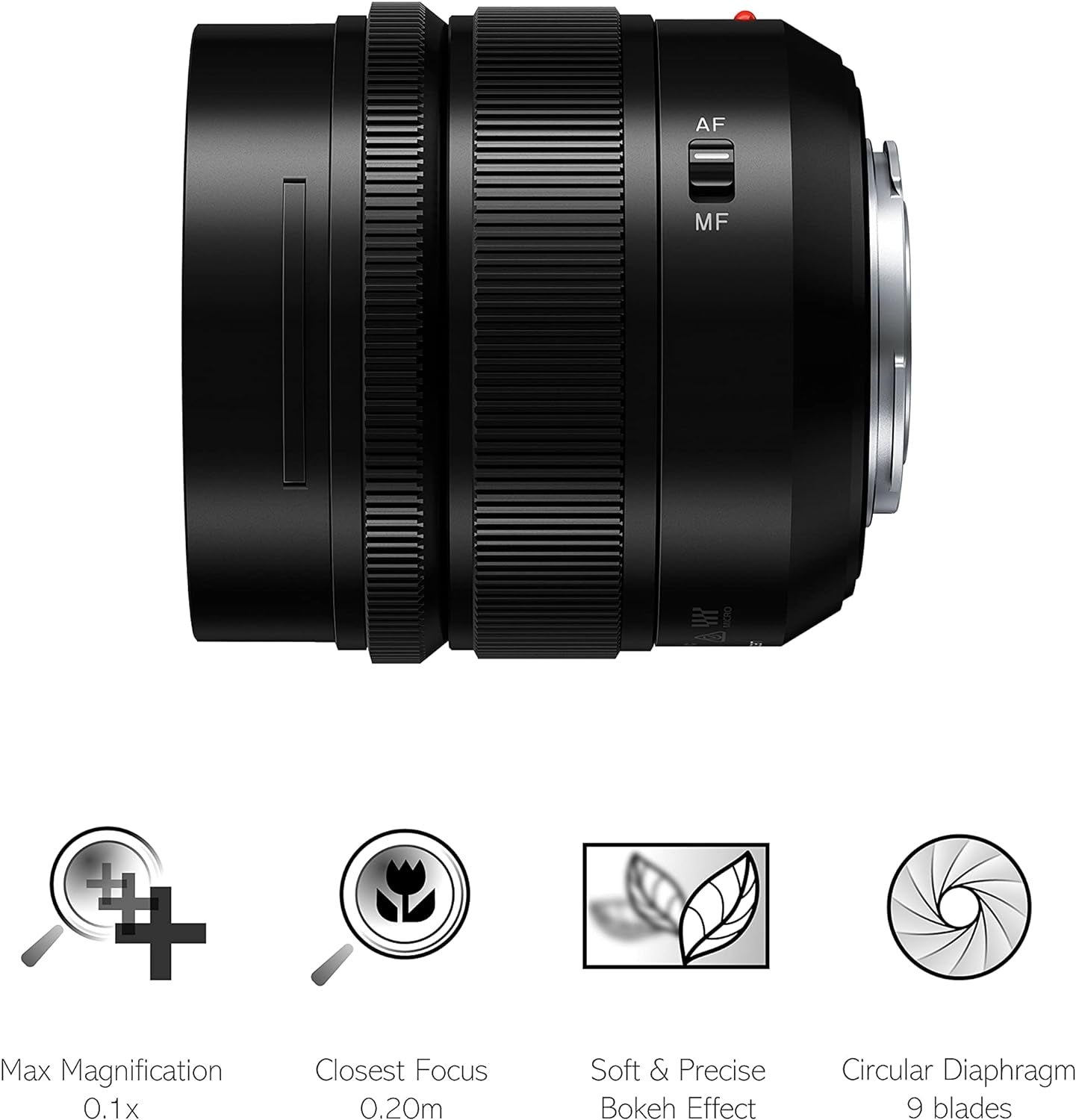 LEICA 12Mm F1.4 | Objectif À Focale Fixe H-X012E (Grand Angle 12Mm, Grande Ouverture F1.4, Equiv. 35Mm : 24Mm) Noir – Compatible Monture Micro 4/3  & Olympus
