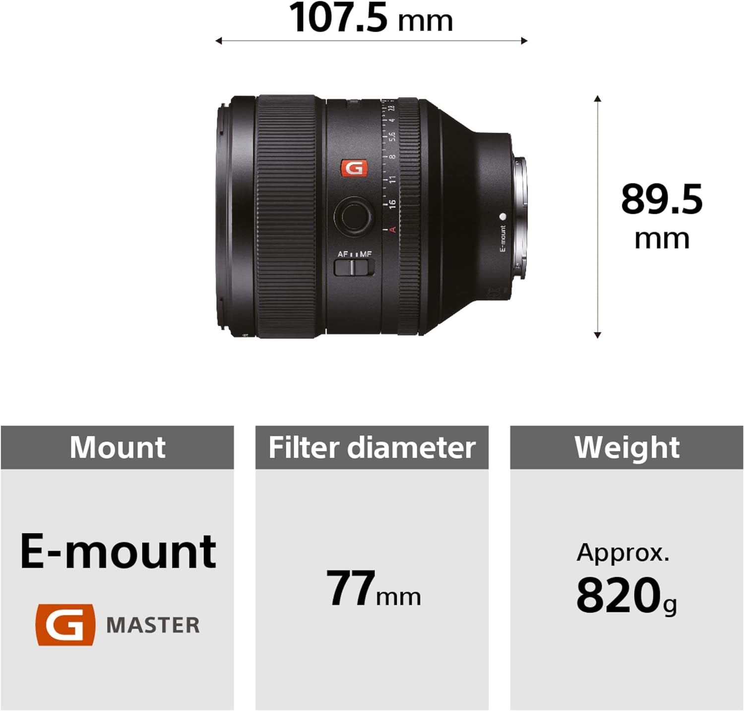 SEL85F14GM FE 85 Mm F/1.4 GM | Objectif Fixe G Master Plein Format