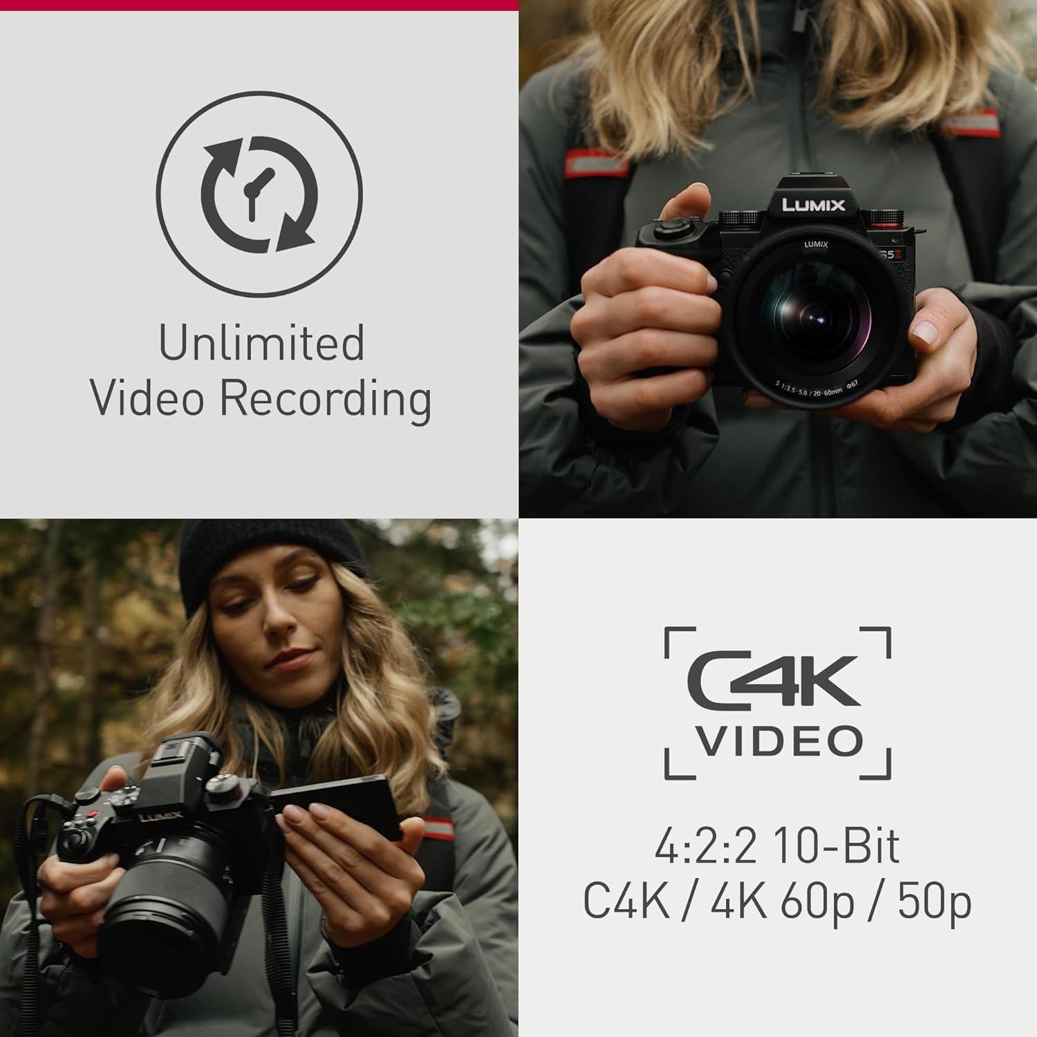 Lumix S5M2 | Appareil Photo Hybride Plein Format + Batterie (24MP, Autofocus Phase, Double Stabilisation, Vidéo 6K 10Bit Illimité, Rafale AFC 30Ips, Tropicalisé) – Version Française