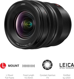 Lumix S Pro 16-35Mm F4.0 | Objectif Grand Angle Plein Format S-R1635E (Ultra Grand Angle 16Mm, Bague De Débrayage Clutch, Tropicalisé, Compact Et Léger) Noir – Compatible Monture L