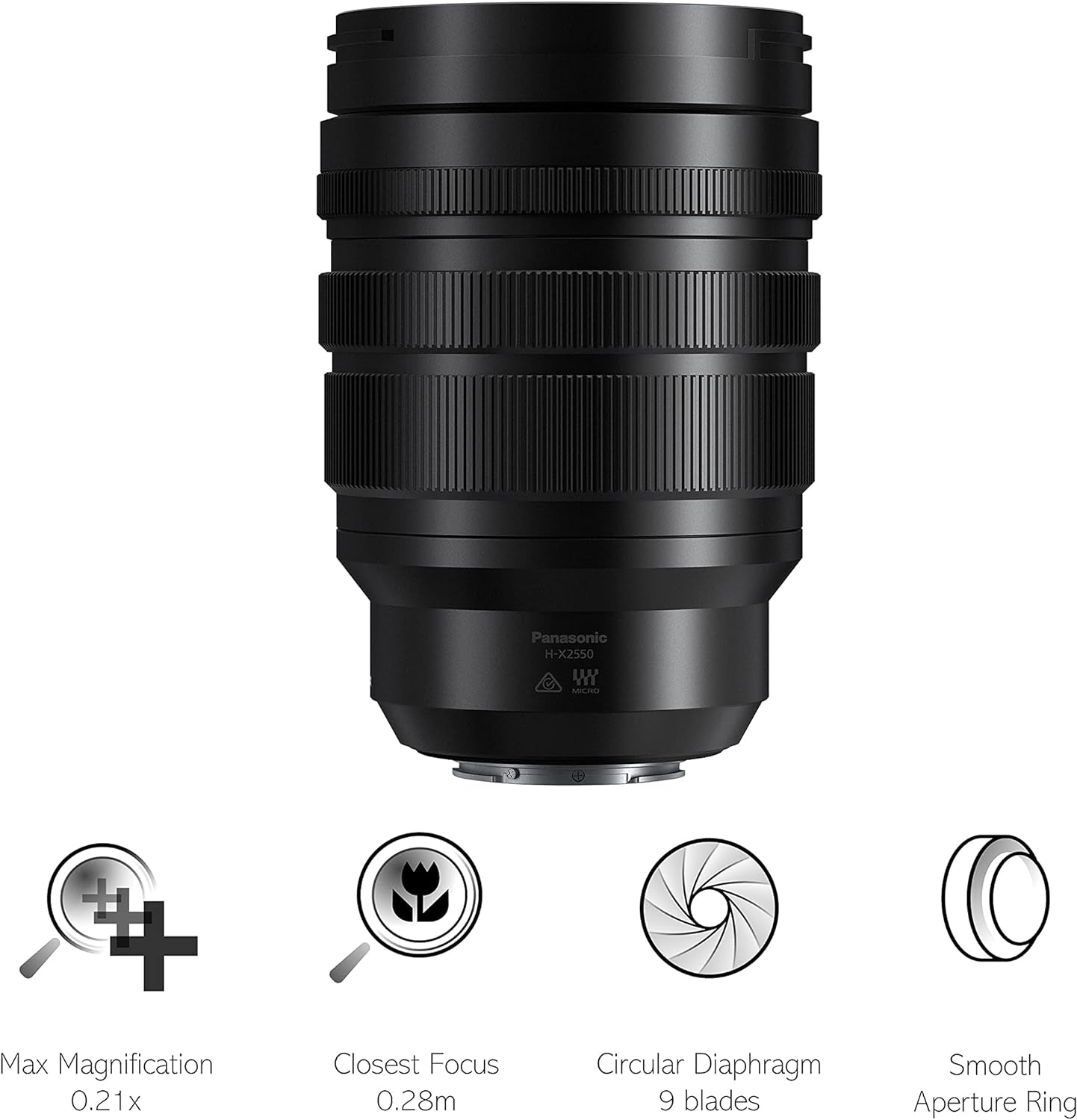 Leica 25-50Mm F1.7 | Objectif Zoom Grand Angle H-X2550E (Grande Ouverture F1.7 Constante, Tropicalisé, Equiv. 35Mm : 50-100Mm) Noir – Compatible Monture Micro 4/3  & Olympus