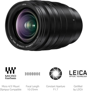 LEICA 10-25Mm F1.7 | Objectif Zoom Ultra Grand Angle H-X1025E (Grande Ouverture F1.7 Constante, Tropicalisé, Equiv. 35Mm : 20-50Mm) Noir – Compatible Monture Micro 4/3  & Olympus