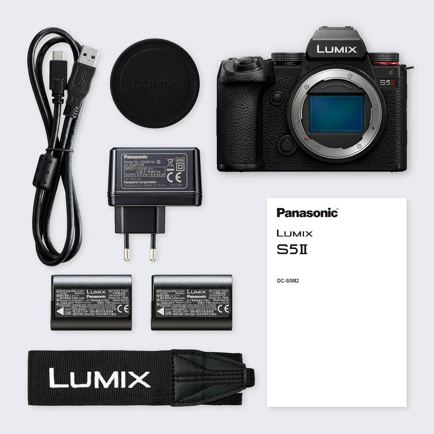 Lumix S5M2 | Appareil Photo Hybride Plein Format + Batterie (24MP, Autofocus Phase, Double Stabilisation, Vidéo 6K 10Bit Illimité, Rafale AFC 30Ips, Tropicalisé) – Version Française