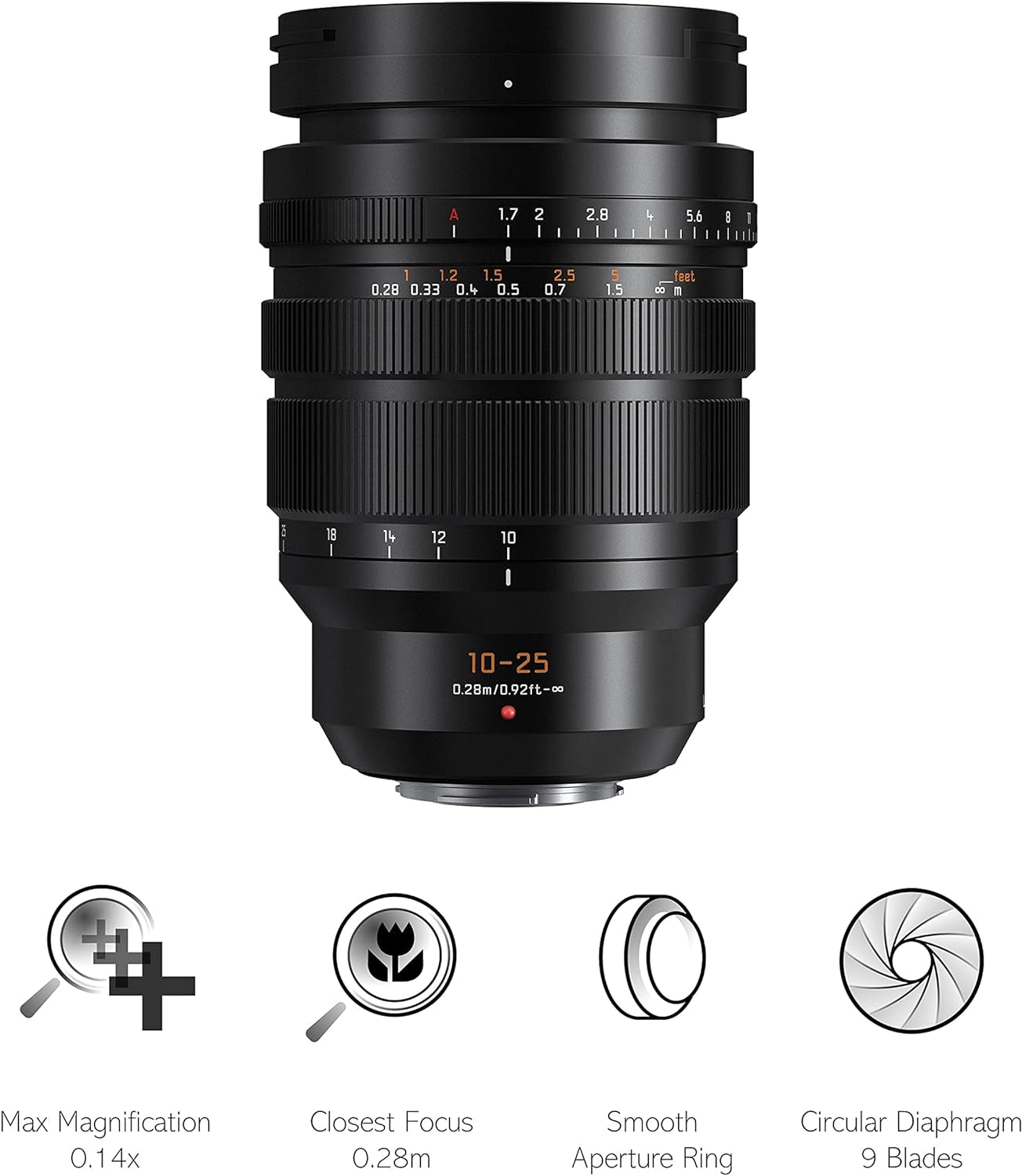LEICA 10-25Mm F1.7 | Objectif Zoom Ultra Grand Angle H-X1025E (Grande Ouverture F1.7 Constante, Tropicalisé, Equiv. 35Mm : 20-50Mm) Noir – Compatible Monture Micro 4/3  & Olympus