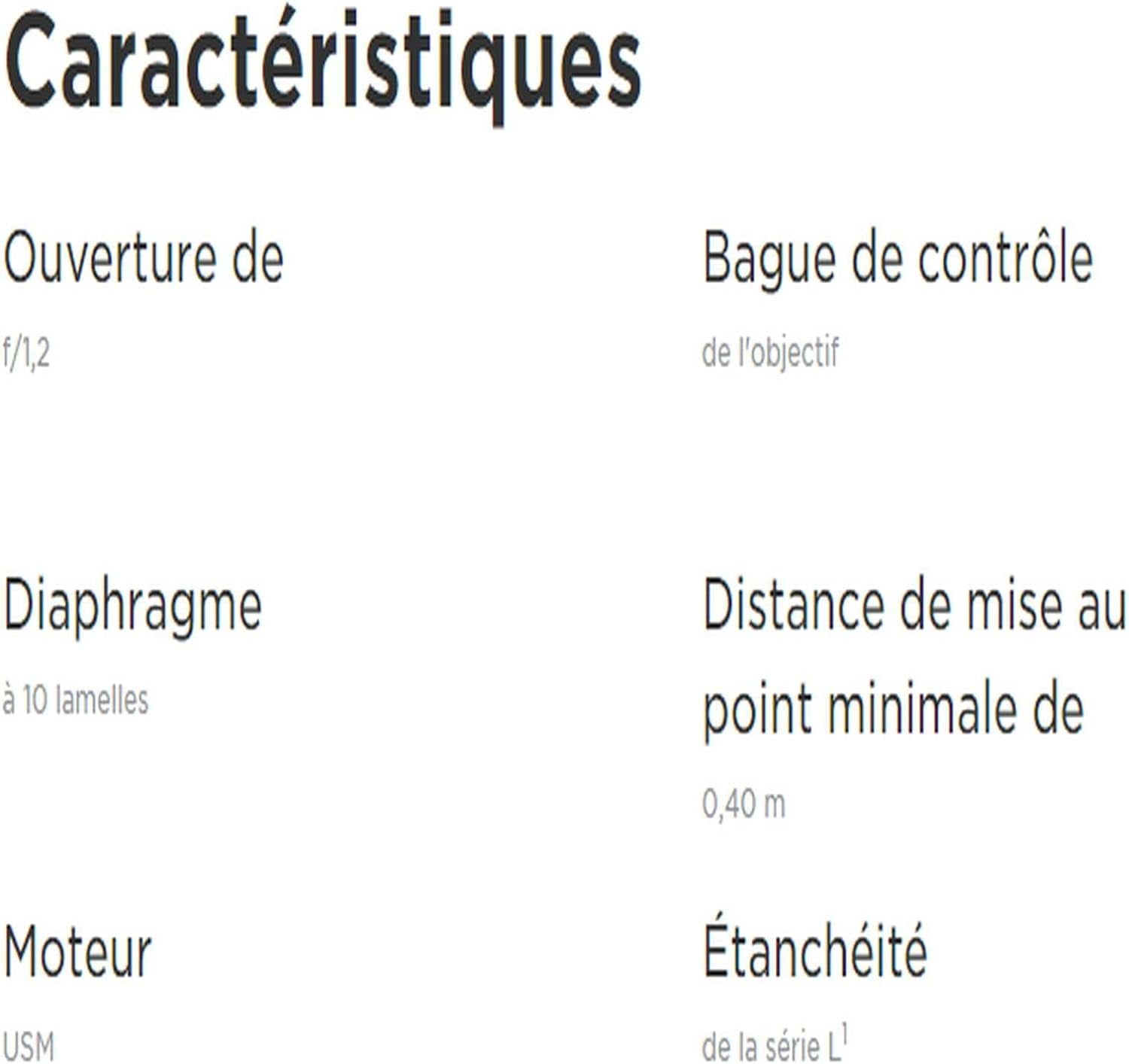Objectif Canon RF 50mm f/1.2 L USM