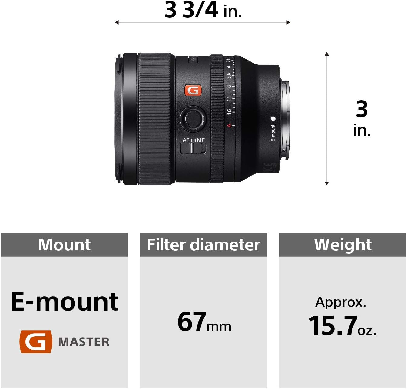 E-Mount FE SEL24F14GM Objectif Grand Angle 24 Mm F1.4 GM Noir