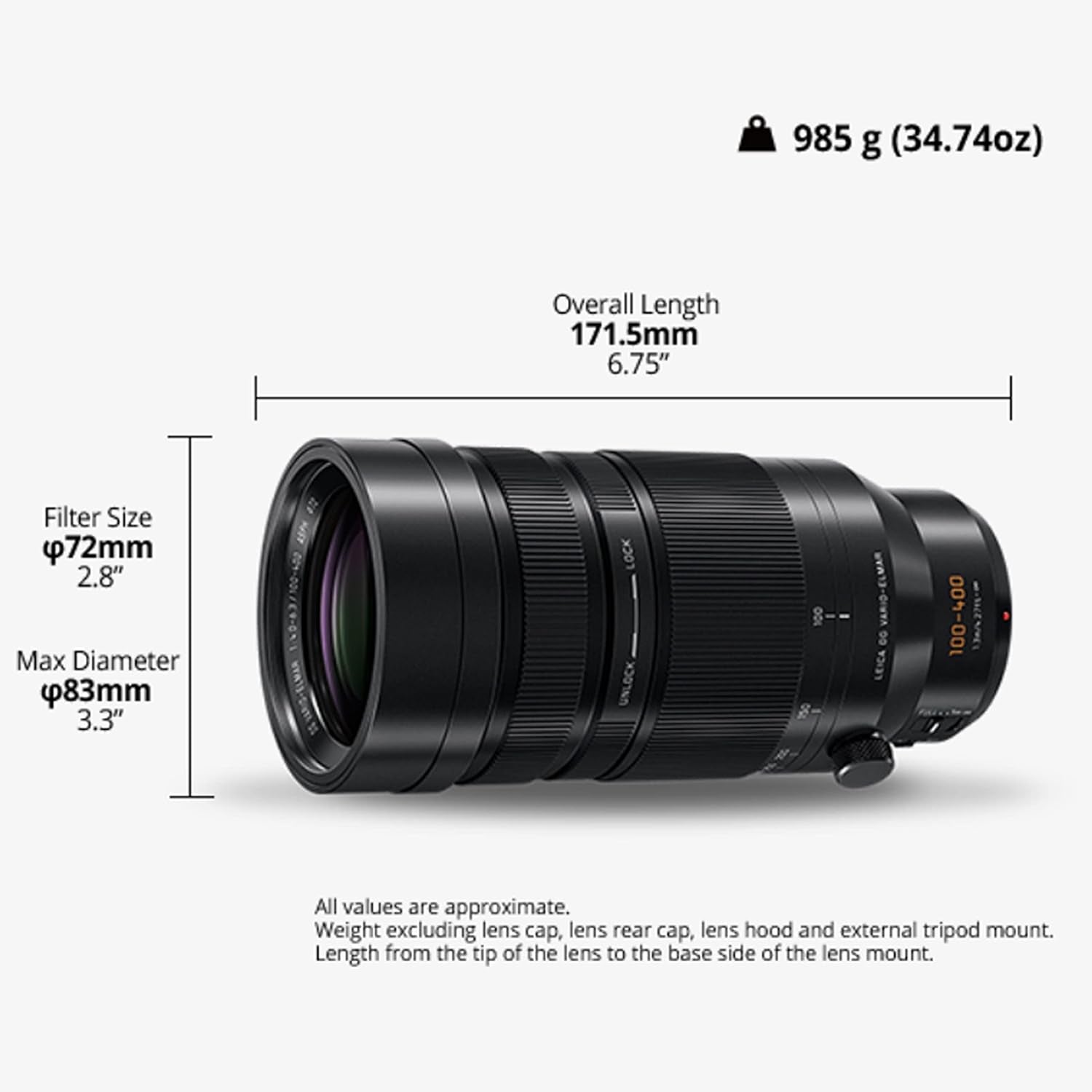 LEICA 100-400Mm F4.0-6.3 | Objectif Téléphoto H-RS100400E (Zoom Ultra Puissant, Stabilisé, Tropicalisé, Equiv. 35Mm : 200-800Mm) Noir – Compatible Monture Micro 4/3  & Olympus