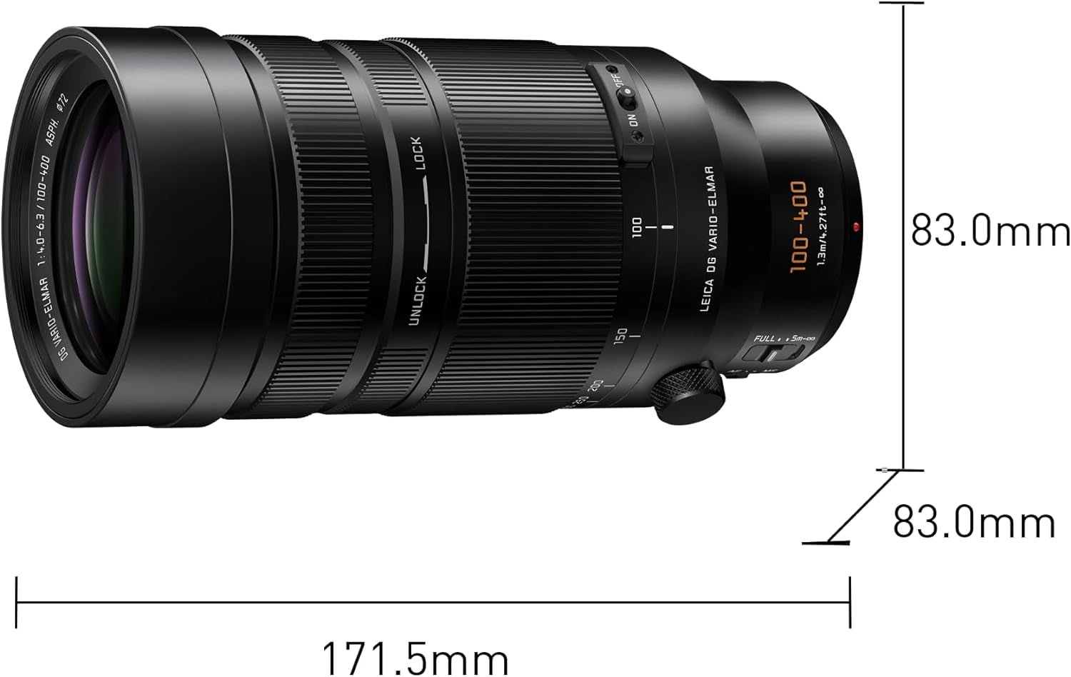 Leica 100-400Mm F4.0-6.3 | Objectif Téléphoto H-RSA100400E (Zoom Ultra Puissant, Stabilisé, Tropicalisé, Equiv. 35Mm : 200-800Mm) Noir – Compatible Monture Micro 4/3  & Olympus